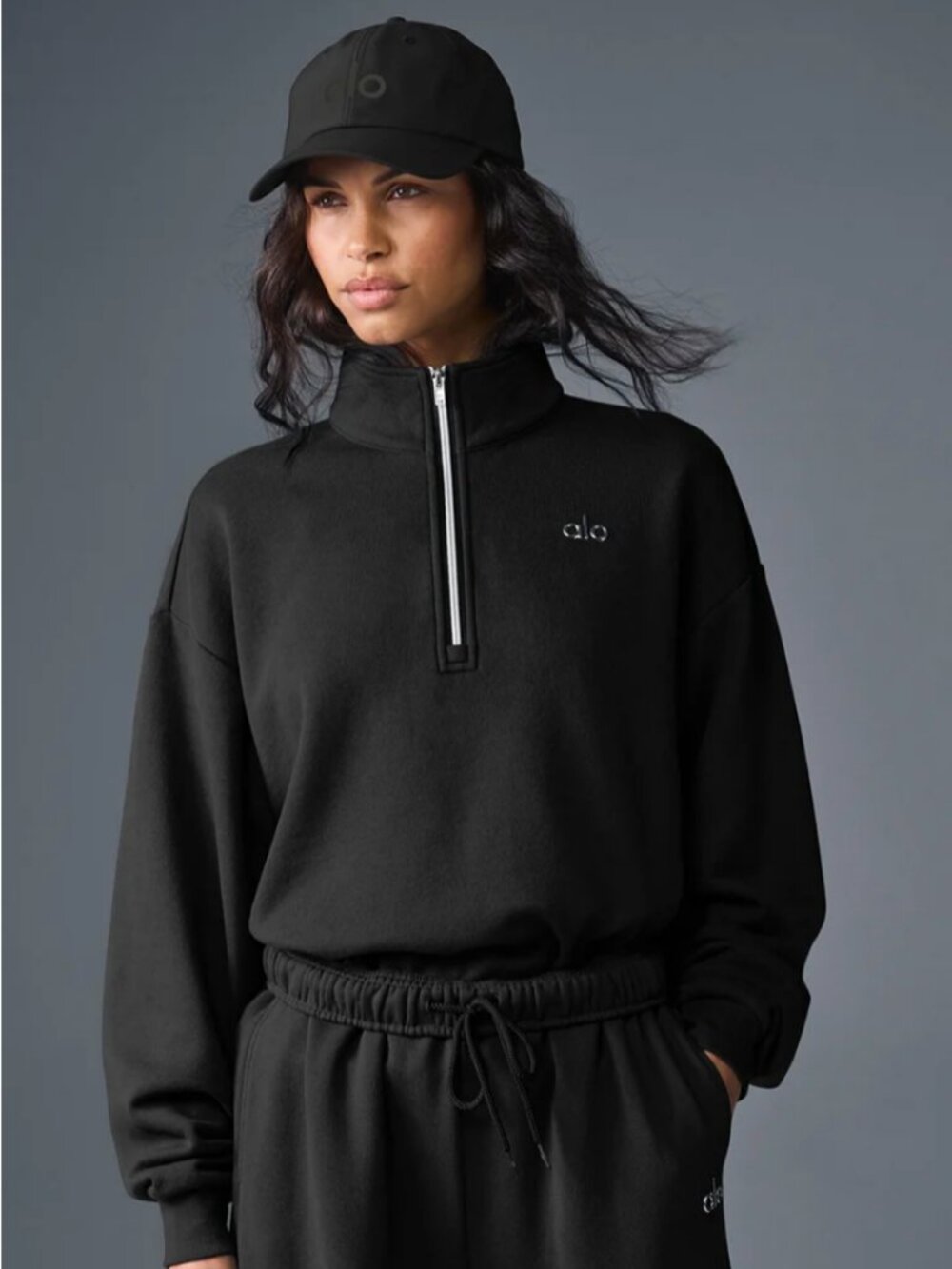 NWT Alo Yoga Accolade 1/4 Zip Pullover Black Sz S